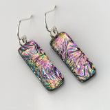 Pink and gold dichroic glass earrings