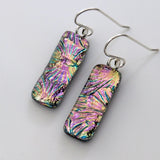 Pink and gold dichroic glass earrings