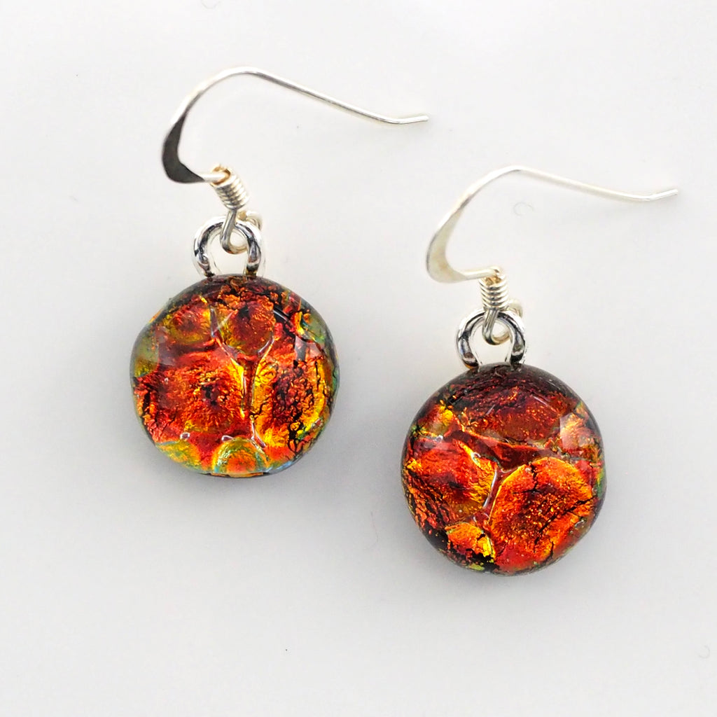 orange dichroic glass earrings