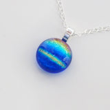 Blue aqua mini fused dichroic glass pendant