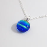 Blue aqua mini fused dichroic glass pendant