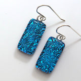 Turquoise blue fused glass earrings