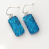 Turquoise blue fused glass earrings