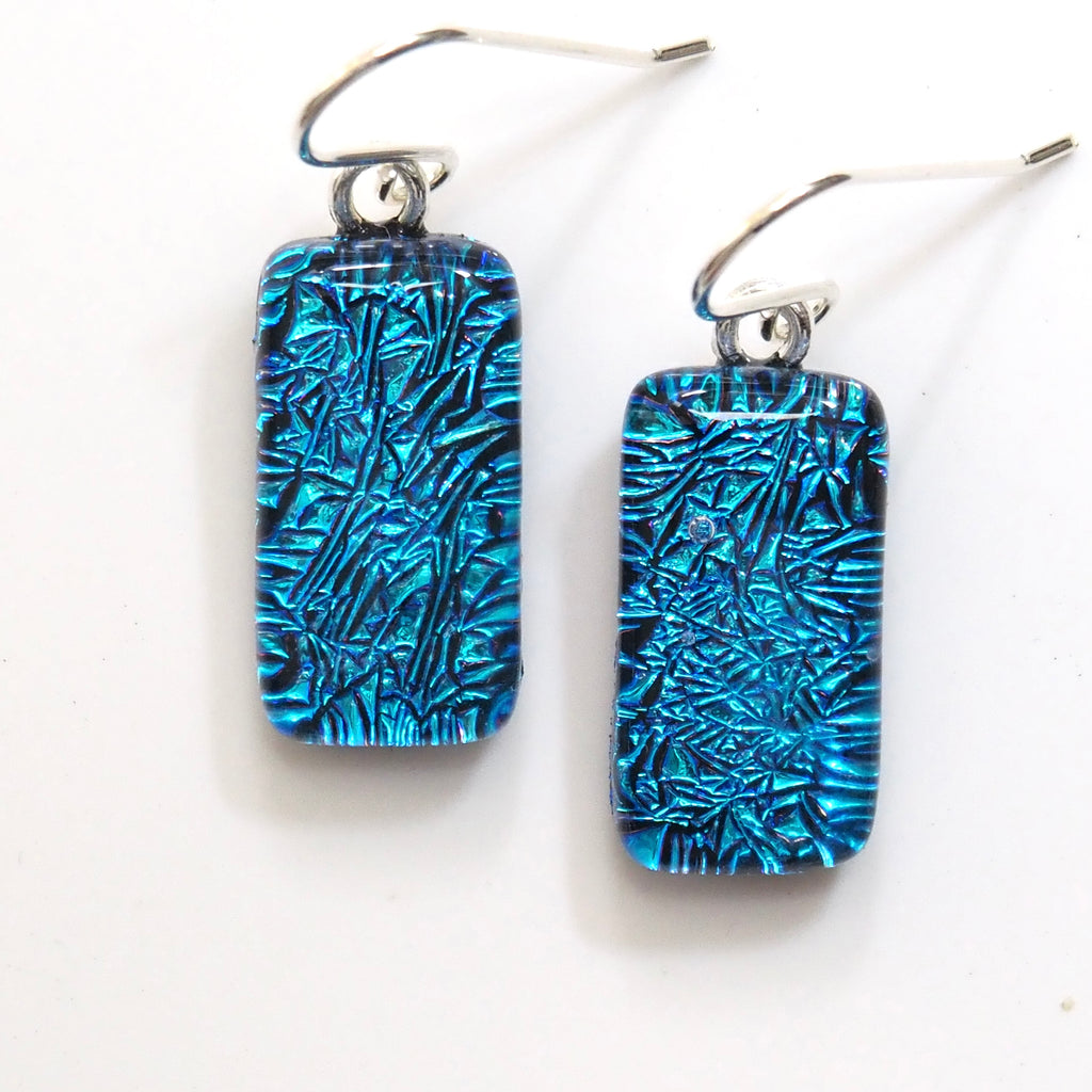 Turquoise blue fused glass earrings