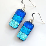 Ice turquoise blue fused glass earrings