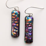 Multicolour textured dichroic glass earrings