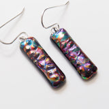 Multicolour textured dichroic glass earrings