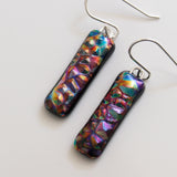 Multicolour textured dichroic glass earrings