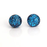Blue teal glass stud earrings