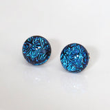 Blue teal glass stud earrings