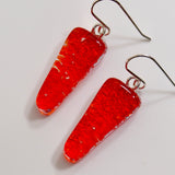 Red fused glass earrings
