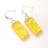 Yellow sparkle fused dichroic glass earrings