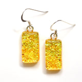 Yellow glass earrings - sparkling yellow earrings handmade in England