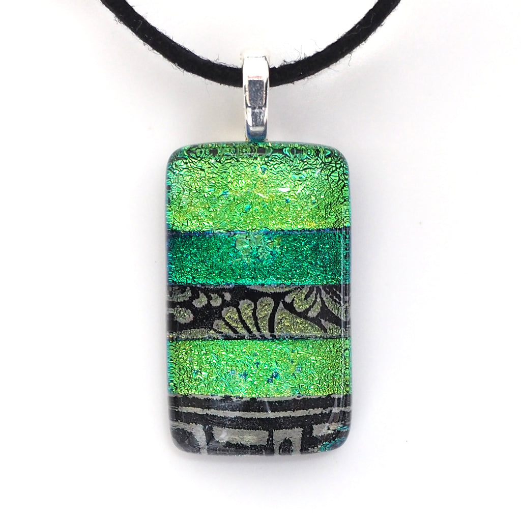 Emerald green stripes glass pendant