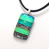 Emerald green stripes glass pendant