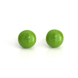 green art glass stud earrings