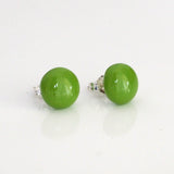 Green glass stud earrings