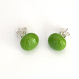 Green glass stud earrings