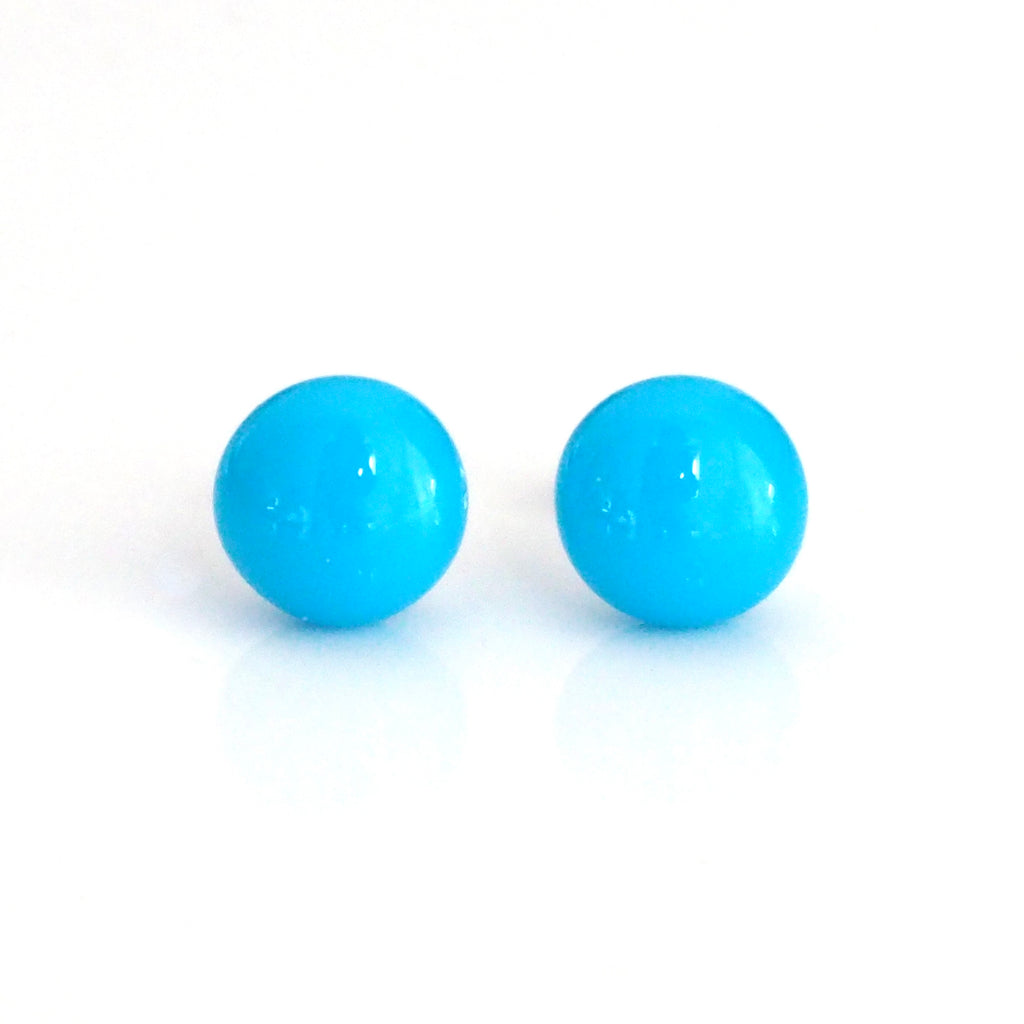 blue art glass stud earrings