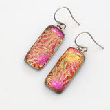 Pink and golden yellow fused glass earrings