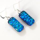 Blue turquoise fused dichroic glass earrings