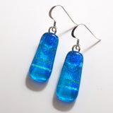 Turquoise tapered fused dichroic glass earrings