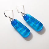 Turquoise tapered fused dichroic glass earrings