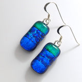 Blue Turquoise Green fused glass earrings