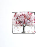Cherry blossom tree fused glass greetings card
