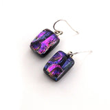 Purple dichroic glass earrings