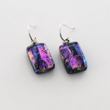 Purple dichroic glass earrings