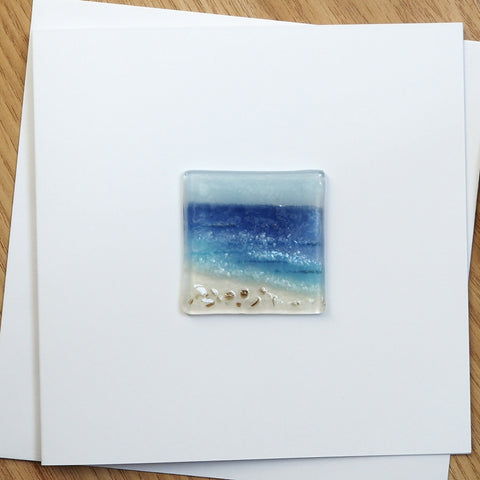 Beach Scene Fused Glass Greetings Card