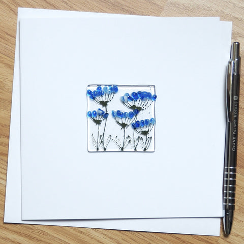 Blue Agapanthus Glass Greetings Card