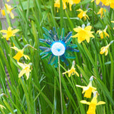 Blue, turquoise and white flower stake - Fired Creations