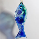 Bubble fish sun-catcher - royal blue and teal - Fired Creations