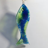 Bubble fish sun-catcher - teal and light green - Fired Creations