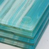 Aqua and silver fused glass drinks coasters - set of 4 - Fired Creations