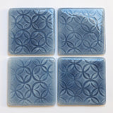 Smoky blue fused glass coasters - Fired Creations