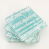 Coasters - Turquoise Blue Poplar Trees Fused Glass Drinks Coasters