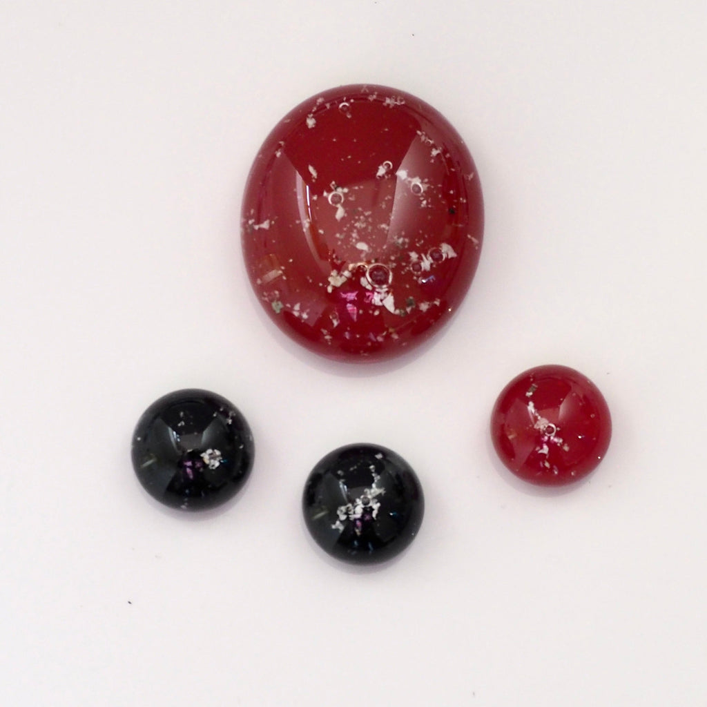 Cremation Cabochons - Red And Black - Special Order