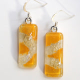 Mustard yellow fused glass earrings with bubbles - Fired Creations