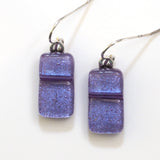 Dangly Earrings - Purple Dichroic Glass Earrings