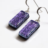 Dangly Earrings - Purple Fused Glass Earrings