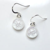 Dangly Earrings - Silver Round Dichroic Glass Earrings