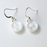 Dangly Earrings - Silver Round Dichroic Glass Earrings