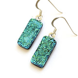 Dangly Earrings - Turquoise Dichroic Glass Earrings