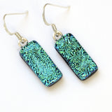 Dangly Earrings - Turquoise Dichroic Glass Earrings