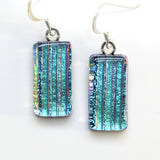 Dangly Earrings - Turquoise Stripe Dichroic Glass Earrings