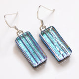 Dangly Earrings - Turquoise Stripe Dichroic Glass Earrings