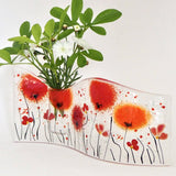 Fused Glass Vase - Red Poppy Fused Glass Bud Vase